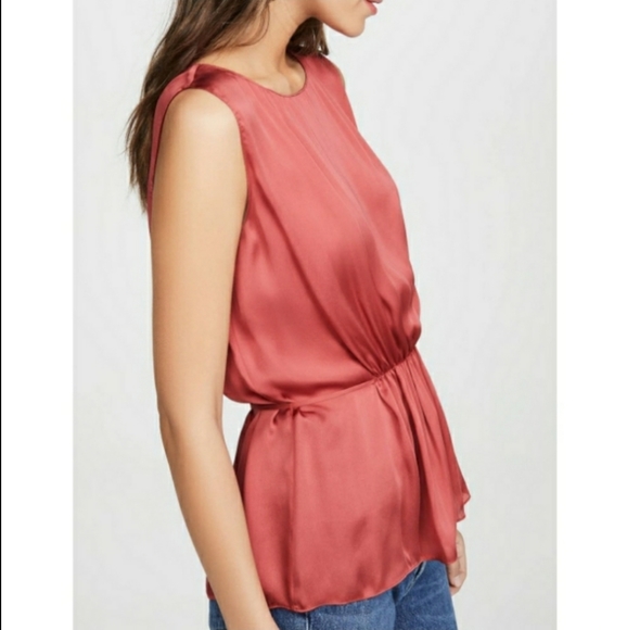 *NEW*Theory shirred tank light cranberry 1… - Picture 3 of 12